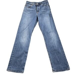 Levi's 501 Tapered Jeans Womens 27x30 Blue Wash Mid Rise Button Fly Denim